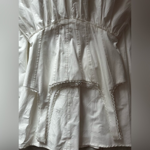 WAYF White Lace Trim Corset Bodice Midi Dress Romantic Fit & Flare XS - Picture 4 of 13